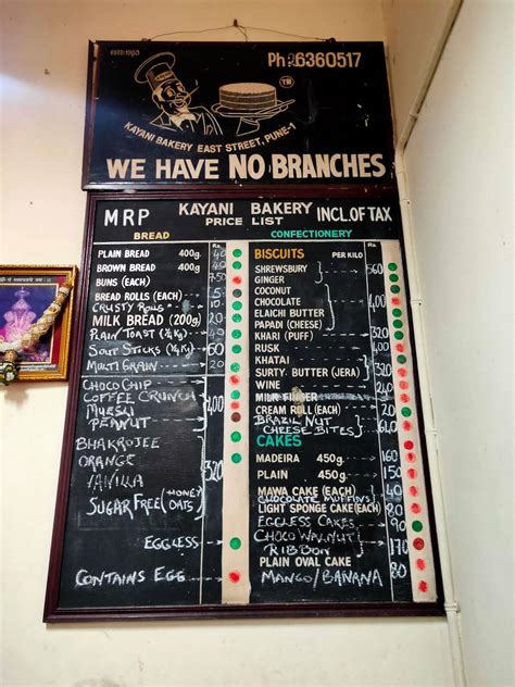 Menu at Kayani Bakery, Pune, 6