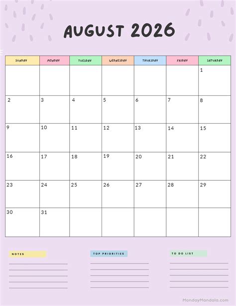August 2026 Calendars (52 Free PDF Printables)