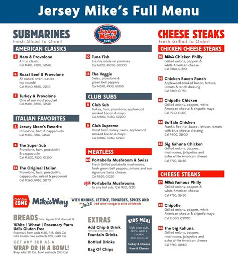 Jersey Mike's Menu With Price | Updated August 2025