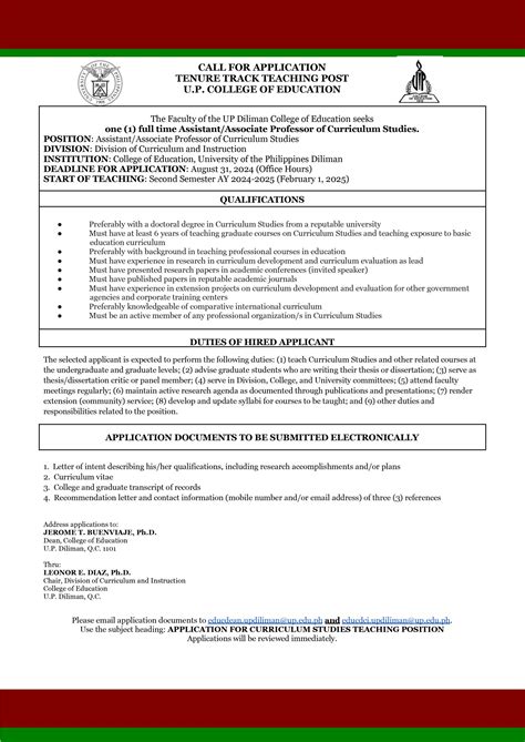 Call for Applications: Full-time Assistant/Associate Professor of Curriculum Studies – College ...