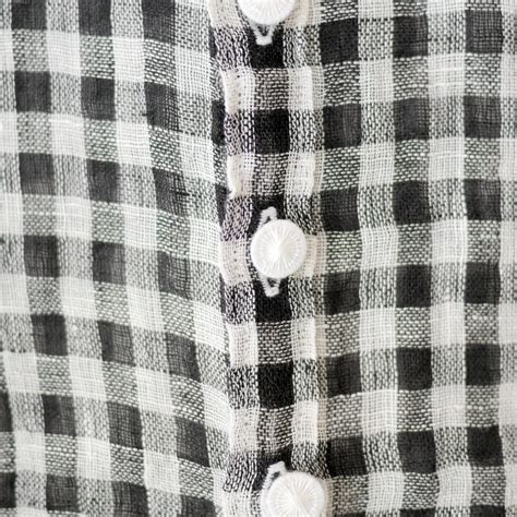 R&D.M.Co- no.1304 GINGHAM GAUZE HALF SLEEVE SHIRT Black M | Cieloazulmat