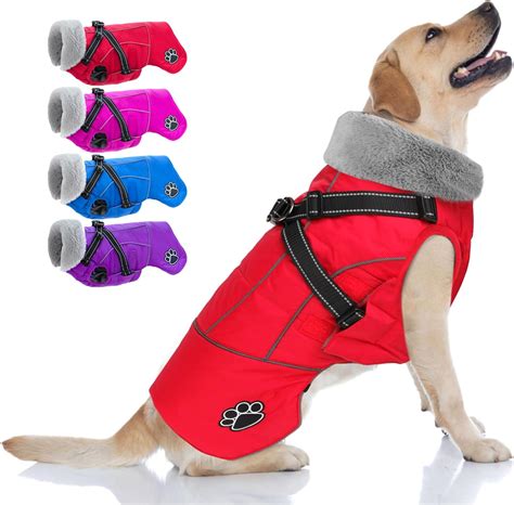 Amazon.com : Doglay Dog Jacket Waterproof Dog Coat with Harness Built ...