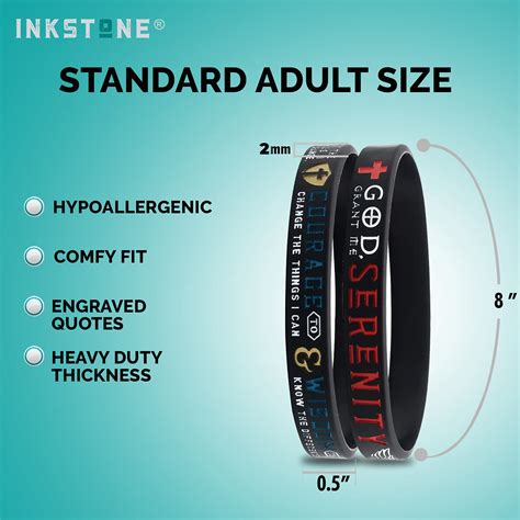 Inkstone Serenity Prayer Bracelets Silicone Wristbands Unisex Sobriety ...