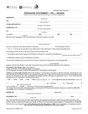 Producer Statement Ps1 Design - ACENZ - Fill and Sign Printable ...