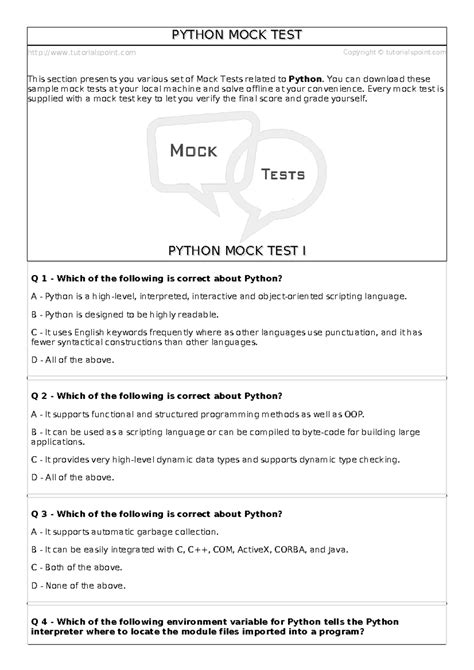 Python mock test - tutorialspoint Copyright © tutorialspoint PYTHON ...