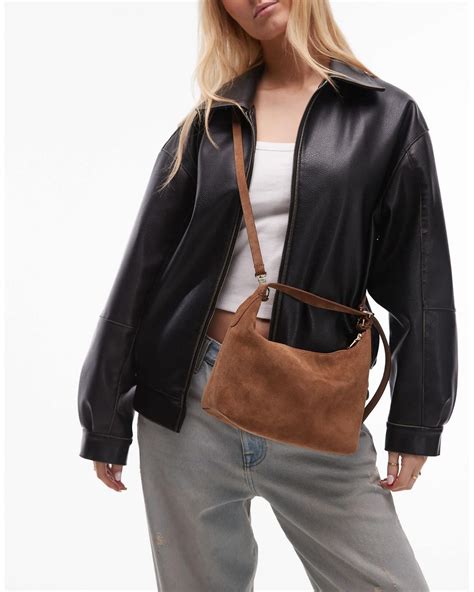 ARKET Small Suede Leather Detachable Cross Body Tote Bag in Black | Lyst