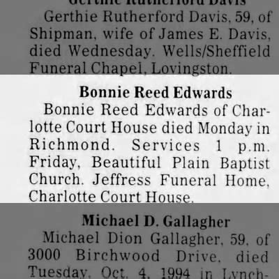 Obituary for Bonnie Reed Edwards - Newspapers.com™