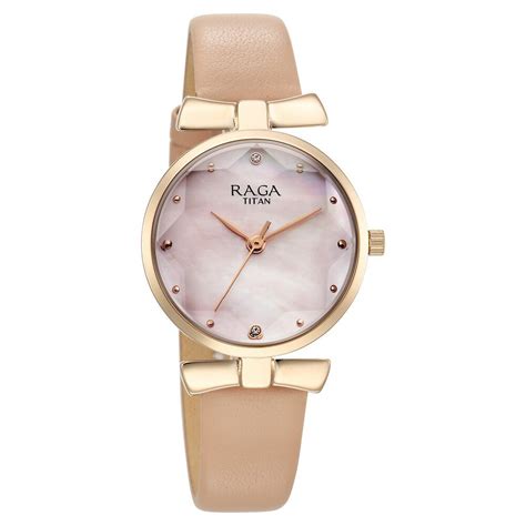 Titan Raga Showstopper Quartz Analog Pink Dial Leather Strap Watch For ...