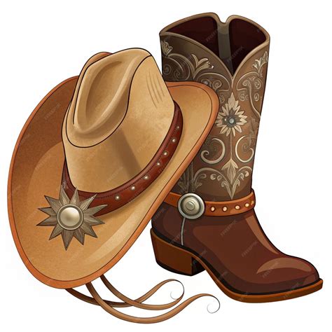 Western Themed Clip Art Featuring Classic Cowboy Hat with Decorative ...
