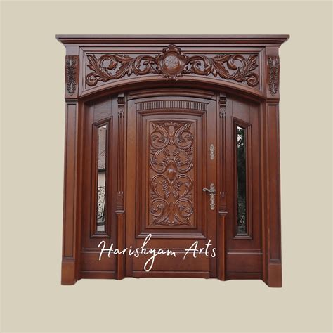 Majestic Carved Solid Teak Door – Grand Luxury Entrance with Ornate Ar