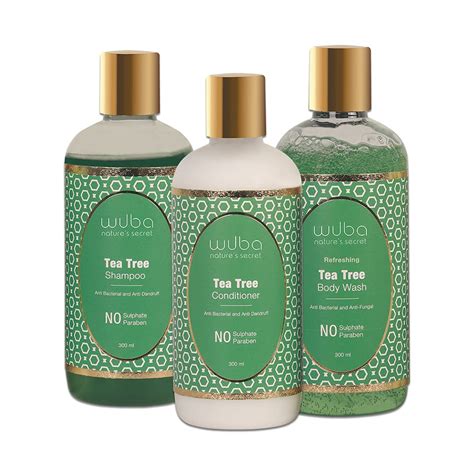Buy Wuba Tea Tree Shampoo, Conditioner and Body Wash 300ml Each, Hair ...