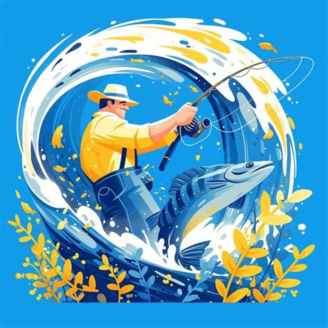 A saint paul island man is fishing | Premium AI-generated vector