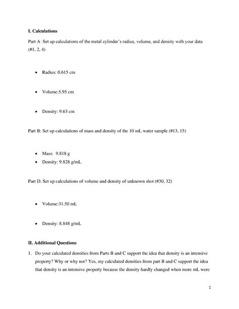 Post lab experiment 1 - post lab questions and response - 1 I ...