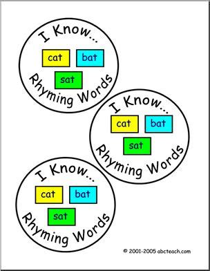 Badge: I Know…Rhyming Words - Abcteach