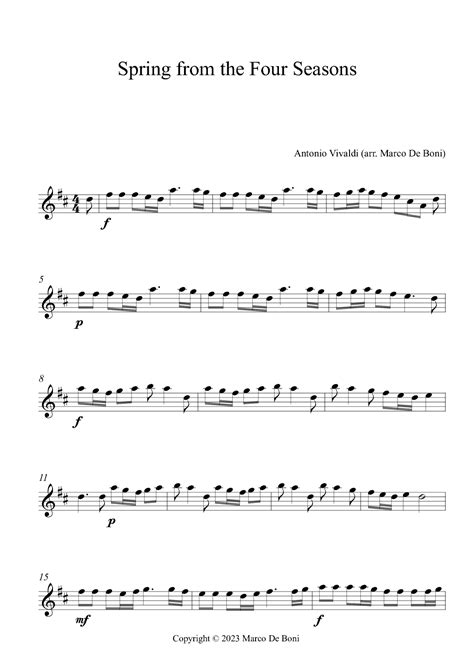Spring from the Four Seasons (Easy Flute) (arr. Marco De Boni) by ...