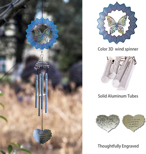 Buy MONYAO Sympathy Wind Chimes with Colorful Butterfly--Sympathy Gift ...