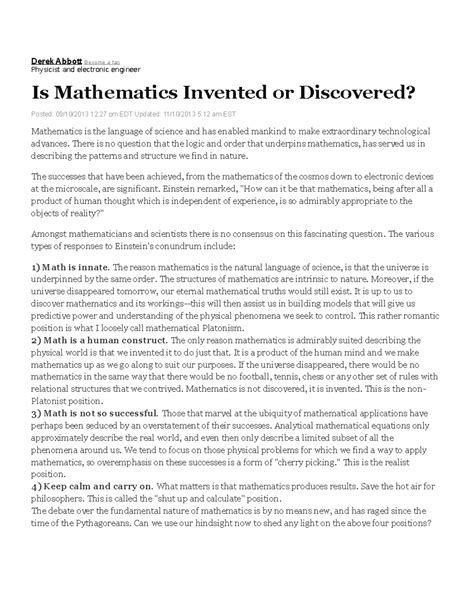 Image result for Mathematics Invention Debate