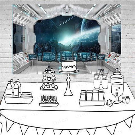 Buy LYLYCTY 5x3ft Spaceship Interior Backdrop Futuristic Science ...