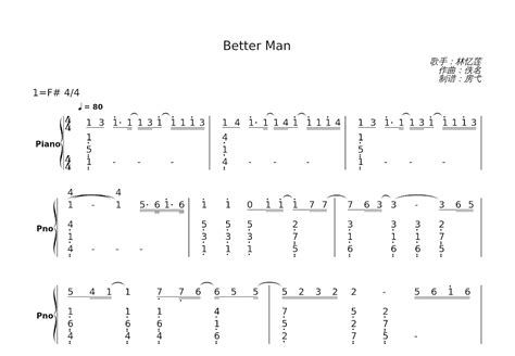 Better Man钢琴谱_林忆莲_降G独奏 - 吉他世界