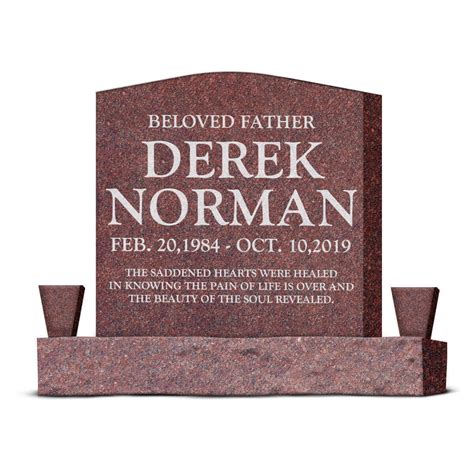 24″ x 6″ x 24″ Upright Headstone with 40" Base & Two Vases