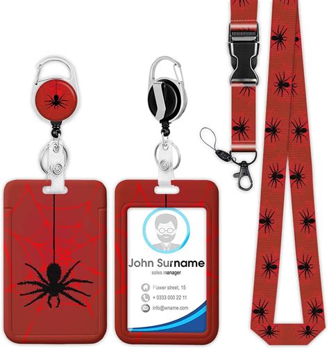 Amazon.com : Red Spider Web Badge Holder Reel Lanyard, ID Card Badge ...