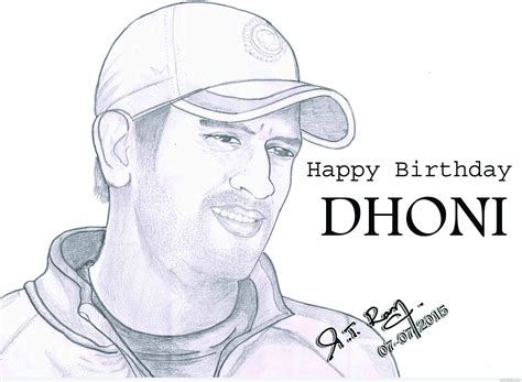 Pencil Drawing Ms Dhoni