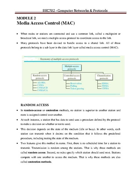 BEC702 Computer Networks Protocols: Module 2 - Media Access Control ...