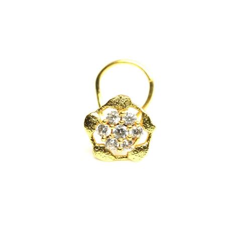 Gold Plated Medusa Floral Women Nose Stud CZ Twisted nose ring 22g ...
