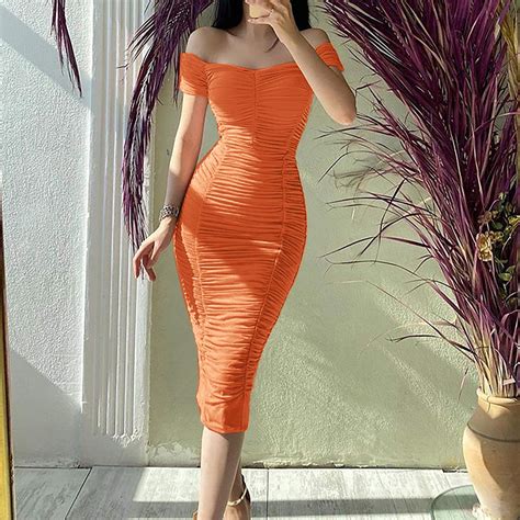 TIANEK Summer Dresses for Women Clearance Under $10 Orange Summer ...