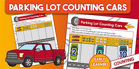 Parking Lot Counting Cars Cut and Paste Worksheet for PreK-K
