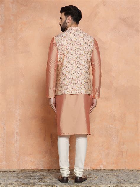 Kisah Men White Kurta Jacket Set - Kisah