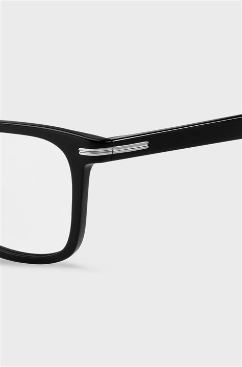 BOSS - Black-acetate optical frames with signature silver-tone detail ...