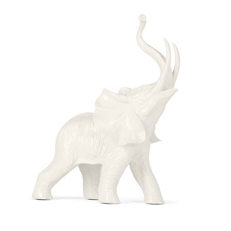 Ivory Glossy Finish Polyresin Elephant - Small