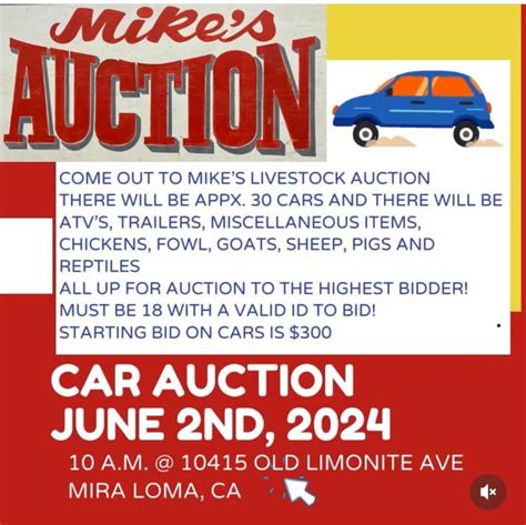 Car, Livestock and Miscellaneous Auction, Mike's Livestock Auction ...