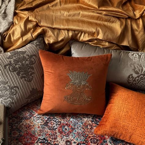 Embroidered Lotus Cushion Cover | Diwali Decor by Studio Covers