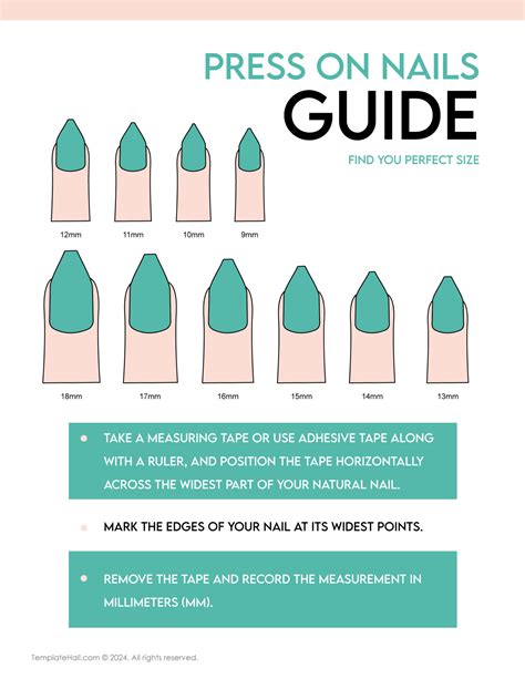 Printable Press On Nail Size Chart Templates [PDF Download]