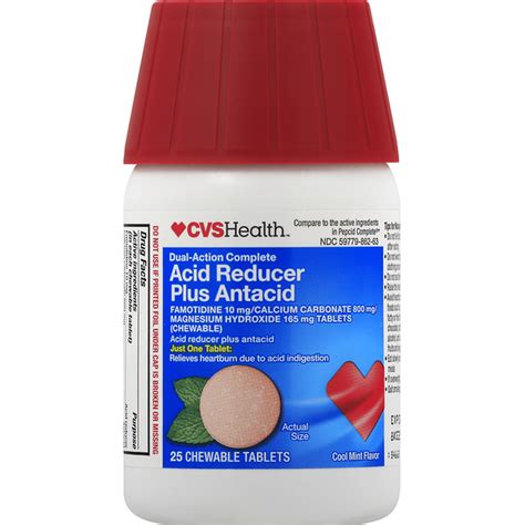 CVS Health Acid Reducer Plus Antacid, Chewable Tablets, Cool Mint ...
