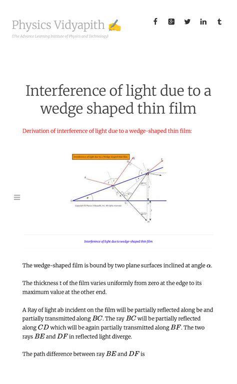 Interference of Light in Wedge-Shaped Thin Films ~ Physics Vidyapith ...