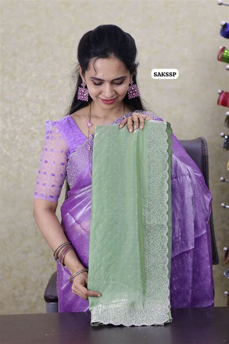 space silk with cut work border with running blouse Green prebook🥳 ...