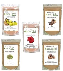 Naturenest Amla Reetha Shikakai Bhringraj Hibiscus Powder Combo Pack ...