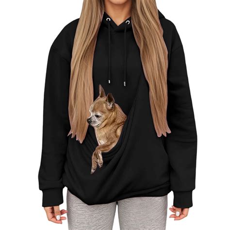 Cat Pouch Hoodie for Women Kangaroo Pocket Dog Pouch Sweatshirts Pet ...
