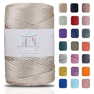 Makromecity, Polyester Macrame Cord (2 mm x 750 feet) 2mm Polypropylene ...