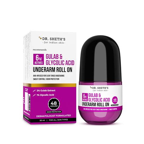 Buy Dr. Sheth’s Gulab & Glycolic Acid Underarm Roll-On | 6% Actives ...