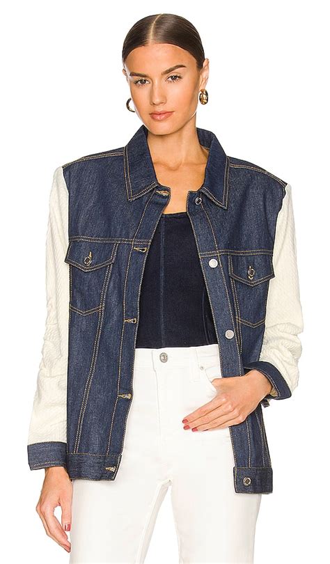 WeWoreWhat Oversized Cable Jacket in Rinse & Cream Knit | REVOLVE