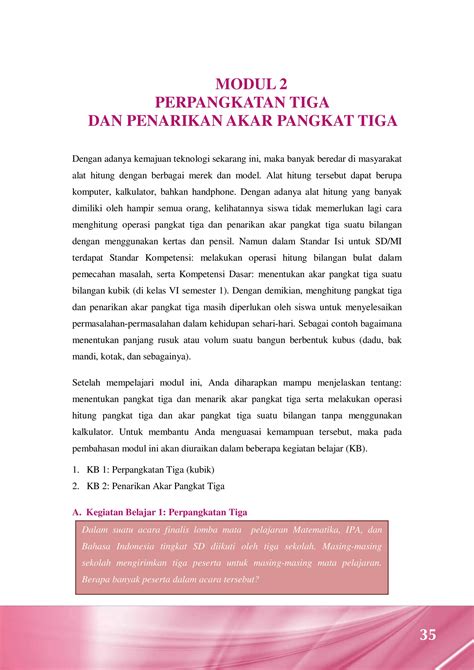 Pembelajaran perpangkatan dan penarikan akar bilangan di sd | PDF