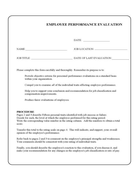Sample Employee Performance Evaluation Form 的图像结果