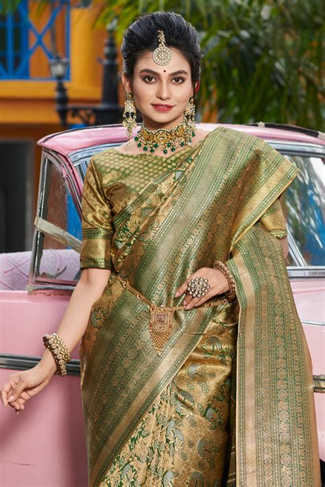 Buy Sage Green Kanjivaram Saree 71254 Online | Karagiri