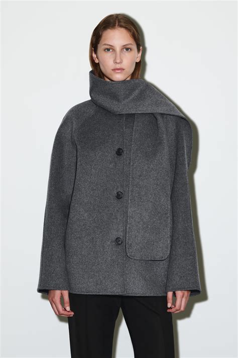 DOUBLE-FACED WOOL SCARF JACKET - GREY | COS