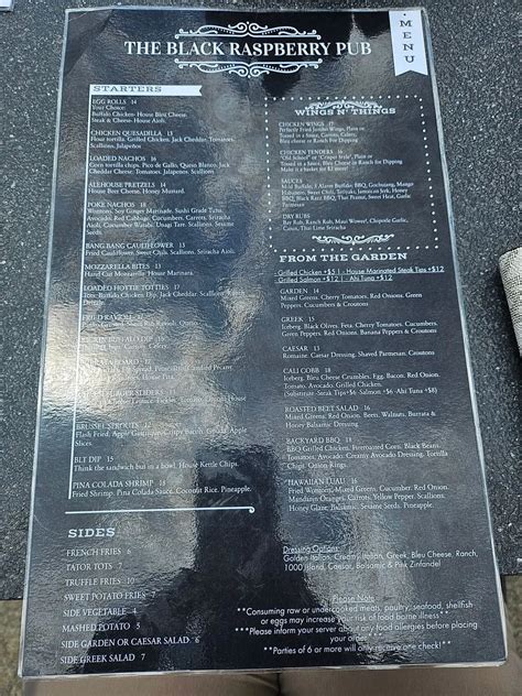 Black Raspberry Pub Menu - Updated November 2025
