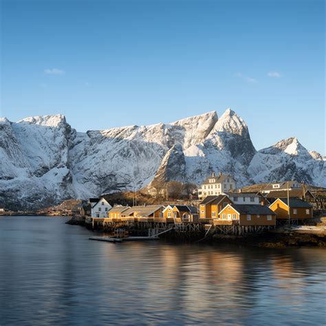 Download wallpaper 3415x3415 houses, pier, mountains, snow, sea ipad ...
